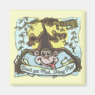 Monkey flings Poo by Mudge Studios Magnet