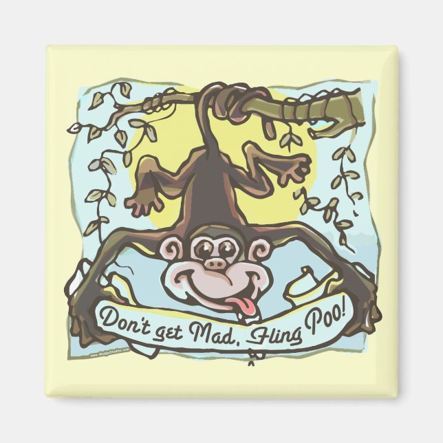 Monkey flings Poo by Mudge Studios Magnet (Front)