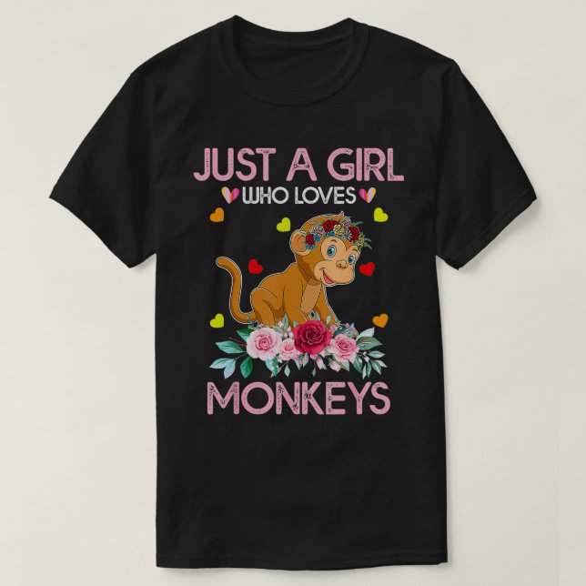 Monkey  For Women Just A Girl Who Loves Monkeys  T-Shirt (Design Front)