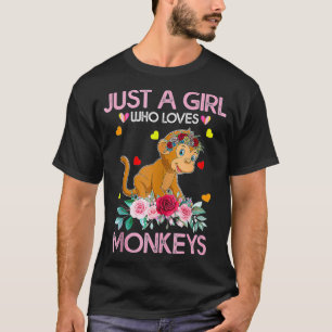 Monkey For Women Kids Just A Girl Who Loves Monke T-Shirt
