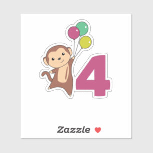Monkey Fourth Birthday Balloons For Kids