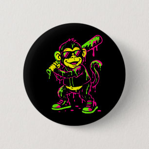 Monkey Funny Animals Baseball Drip Kids Youth Boys 6 Cm Round Badge