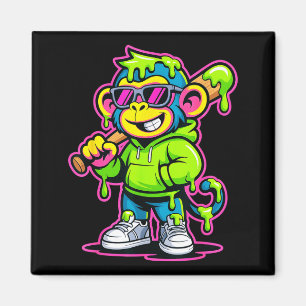 Monkey Funny Animals Baseball Drip Kids Youth Boys Magnet