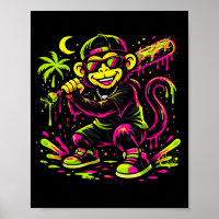 Monkey Funny Animals Baseball Drip Kids Youth Boys