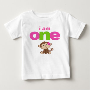 Monkey Girl 1st Birthday Tshirt Toddler Baby Kid
