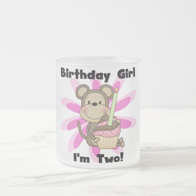 Monkey Girl 2nd Birthday Tshirts and Gifts Frosted Glass Coffee Mug (Center)