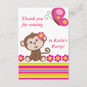 Monkey Girl (Pink) Thank You Note Card