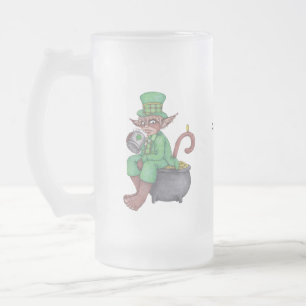 Monkey Gnome Leprechaun Frosted Glass Mug