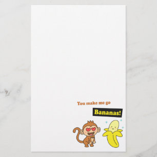 Monkey go Bananas, Cute Love Humour Stationery