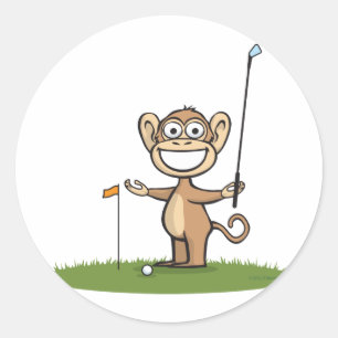 Monkey Golf Classic Round Sticker