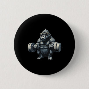 Monkey Gorilla Bodybuilding Muscles Fitness Gym  6 Cm Round Badge