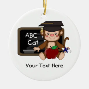 Monkey Graduation 1 (Customisable) Ceramic Tree Decoration
