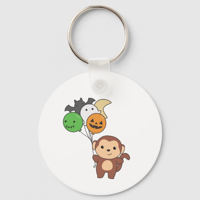 Monkey Halloween Balloons For Kids Cute Monkeys Key Ring (Front)