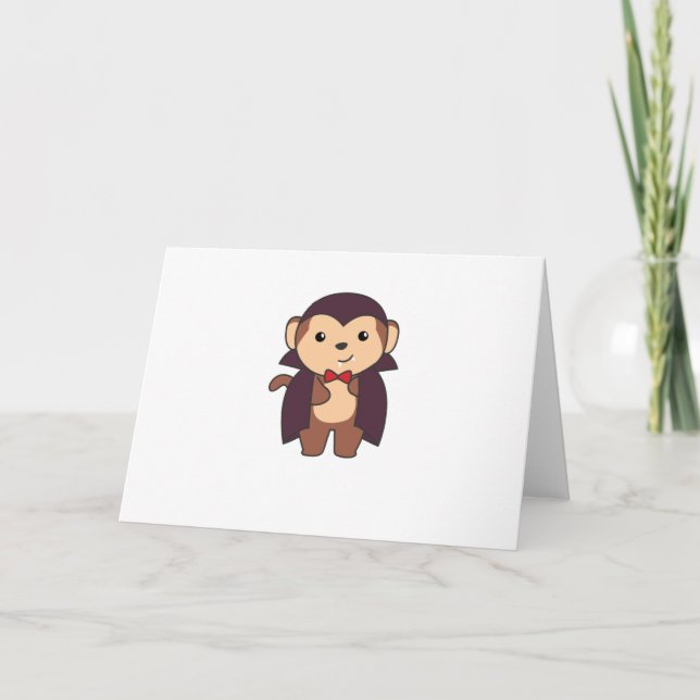 Monkey Halloween Cute Devil Kids Vampire Costume Holiday Card (Front)