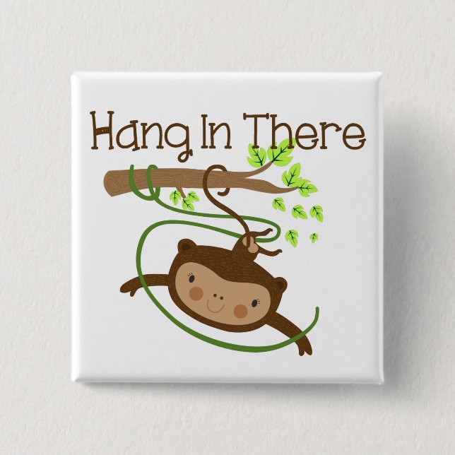 Monkey Hang in There 15 Cm Square Badge (Front)
