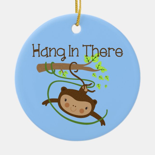 Monkey Hang in There Ceramic Tree Decoration (Front)