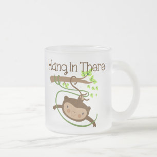 Monkey Hang in There Frosted Glass Coffee Mug