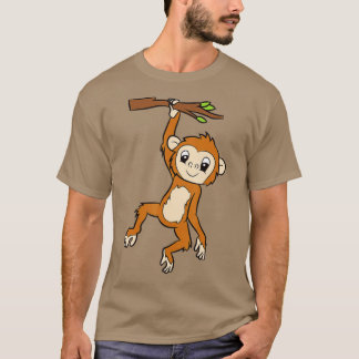 Monkey Hanging On Branch Ape Monkey T-Shirt