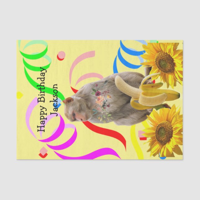 Monkey Happy Birthday Tissue Paper (Front)
