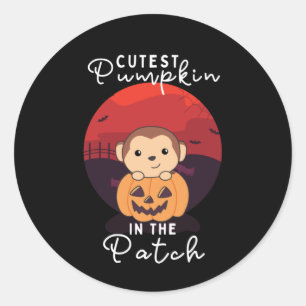 Monkey Happy Halloween Cutest Pumpkin In The Patch Classic Round Sticker