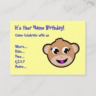 monkey head birthday invitation