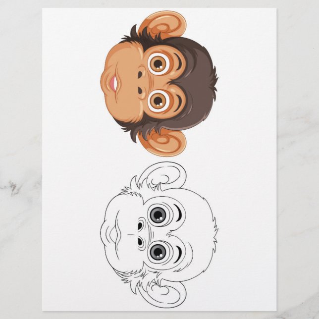 Monkey head  colouring page (Front)