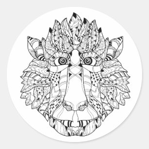 Monkey Head Doodle Classic Round Sticker