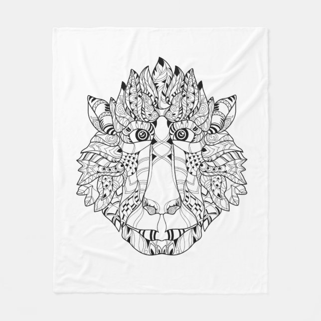 Monkey Head Doodle Fleece Blanket (Front)