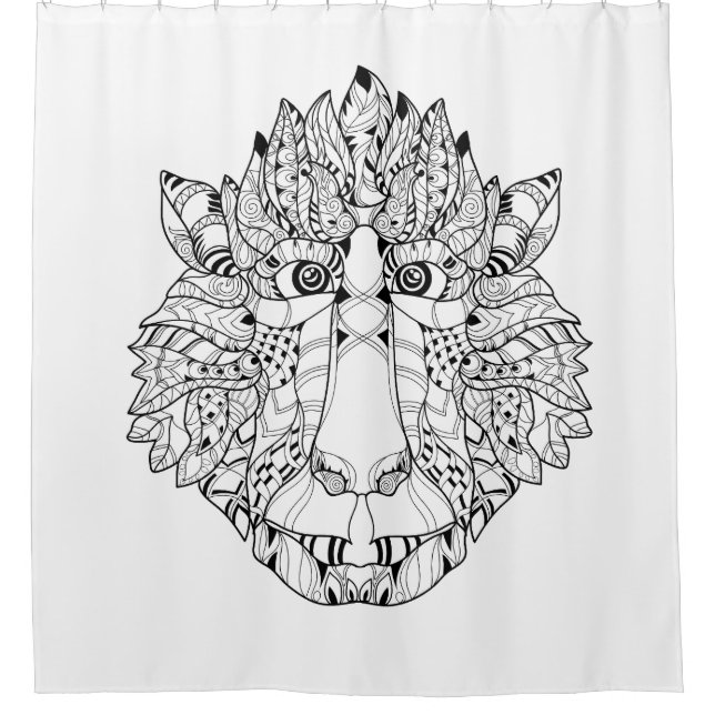Monkey Head Doodle Shower Curtain (Front)