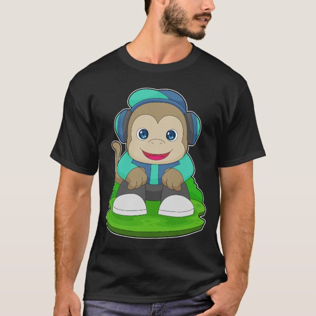 Monkey Headphone Music T-Shirt (Front)