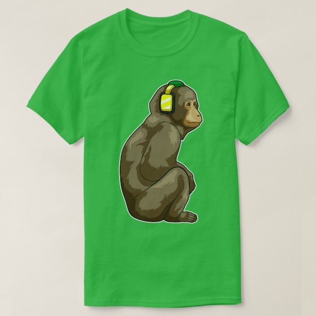 Monkey Headphone Music T-Shirt (Design Front)