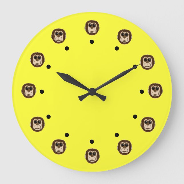 Monkey Heads Large Clock (Front)