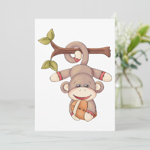 Monkey Holding A Football Invitation