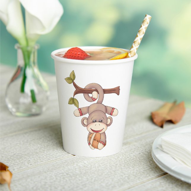 Monkey Holding A Football Paper Cups (Creator Uploaded)