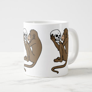 Monkey Holding A Skull Large Coffee Mug