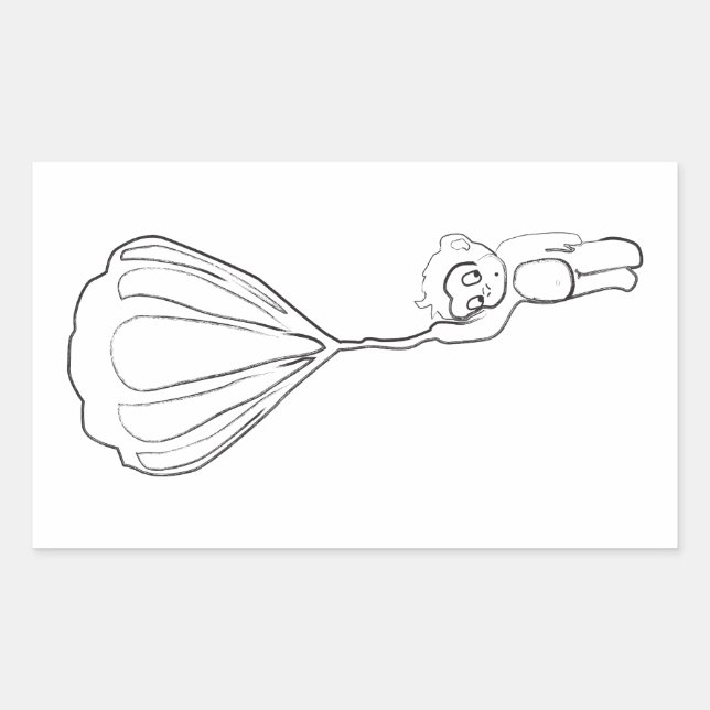 monkey hot air balloon ink rectangular sticker (Front)