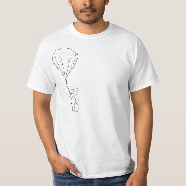 monkey hot air balloon ink T-Shirt (Front)