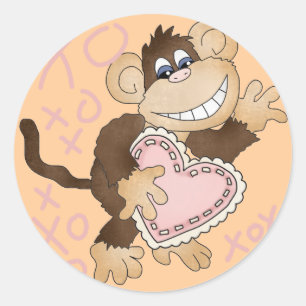 Monkey Hugs and Kisses Tshirts and Gifts Classic Round Sticker