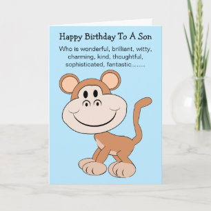 Monkey Humourous Son Birthday Card