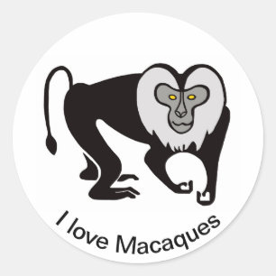Monkey I love MACAQUES - Animal lover - Wildlife - Classic Round Sticker