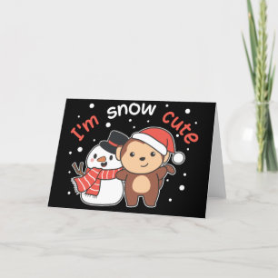 Monkey I Love You Snow Much Snowman Pun Holiday Ca Card