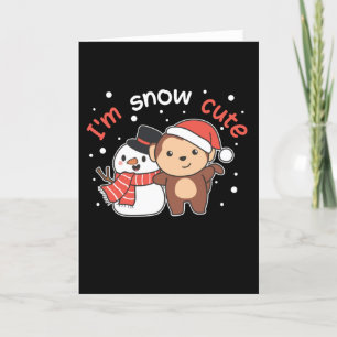 Monkey I Love You Snow Much Snowman Pun Holiday Card