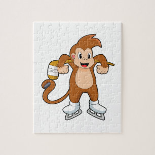 Monkey Ice hockey Ice hockey stick Jigsaw Puzzle
