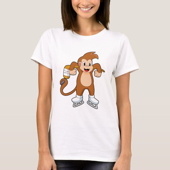 Monkey Ice hockey Ice hockey stick T-Shirt (Front)