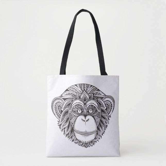 Monkey Illustartion Doodle 2 Tote Bag (Front)