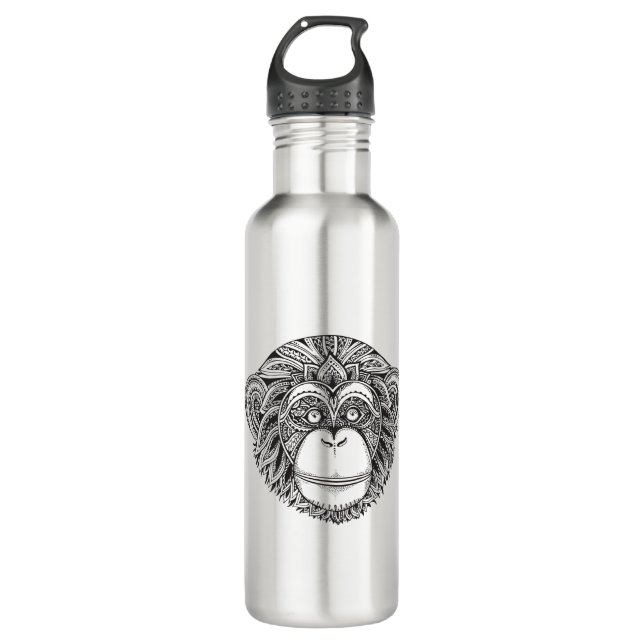 Monkey Illustartion Doodle 710 Ml Water Bottle (Front)