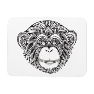 Monkey Illustartion Doodle Magnet