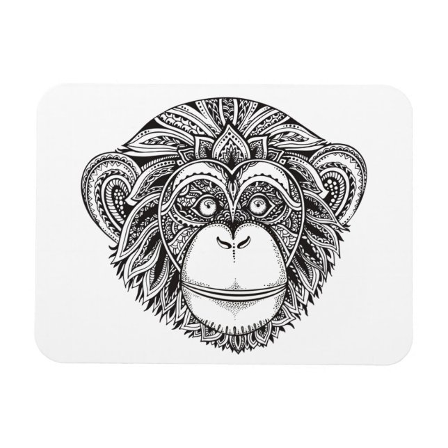 Monkey Illustartion Doodle Magnet (Horizontal)