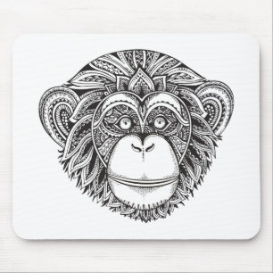 Monkey Illustartion Doodle Mouse Mat
