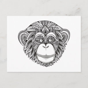 Monkey Illustartion Doodle Postcard